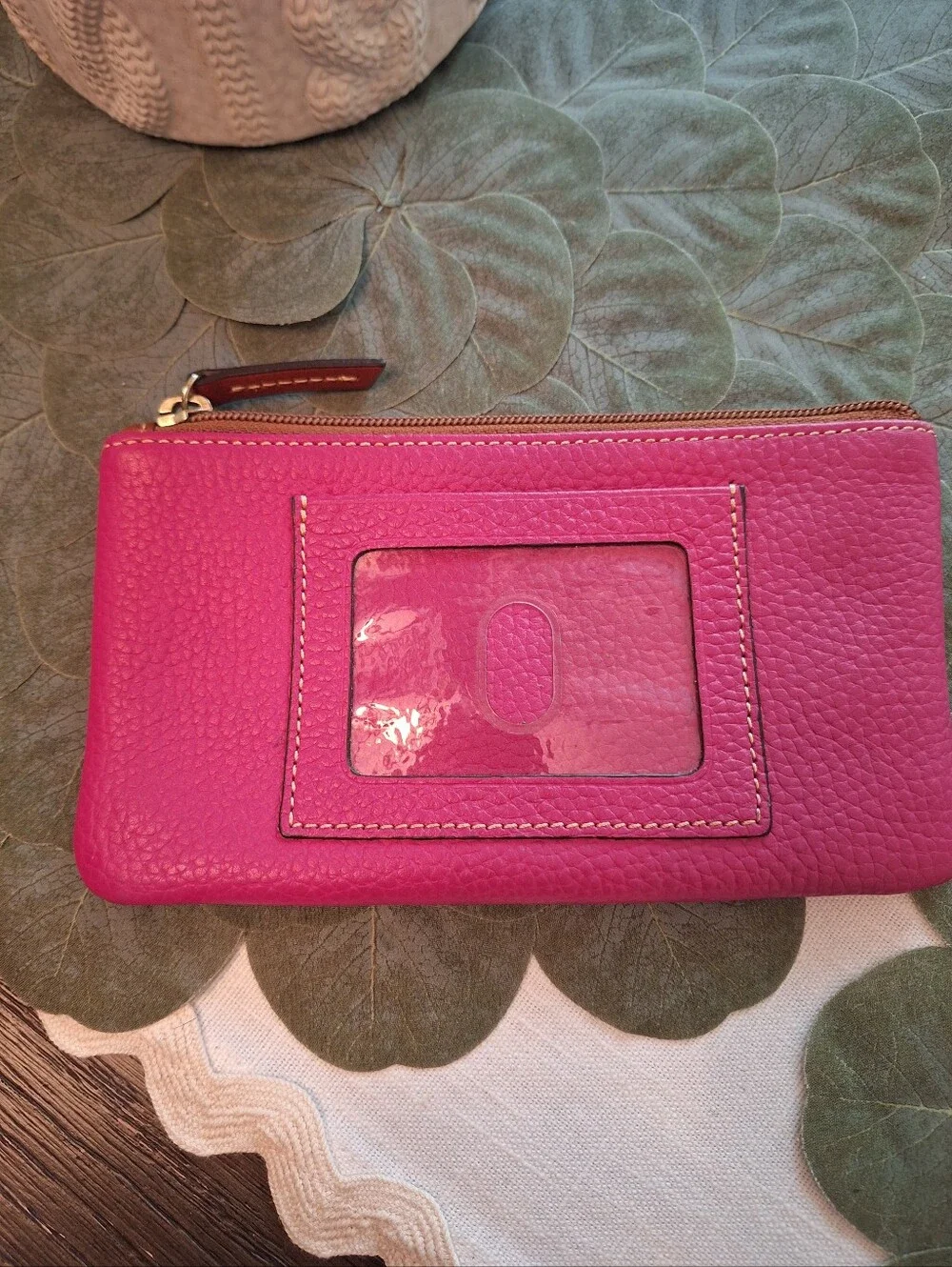 Dooney & Bourke Hot Pink Leather Satchel with Brown Trim